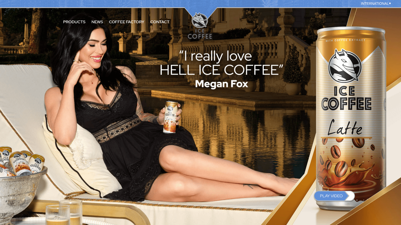 A HELL ICE COFFEE weboldalának kezdőoldala