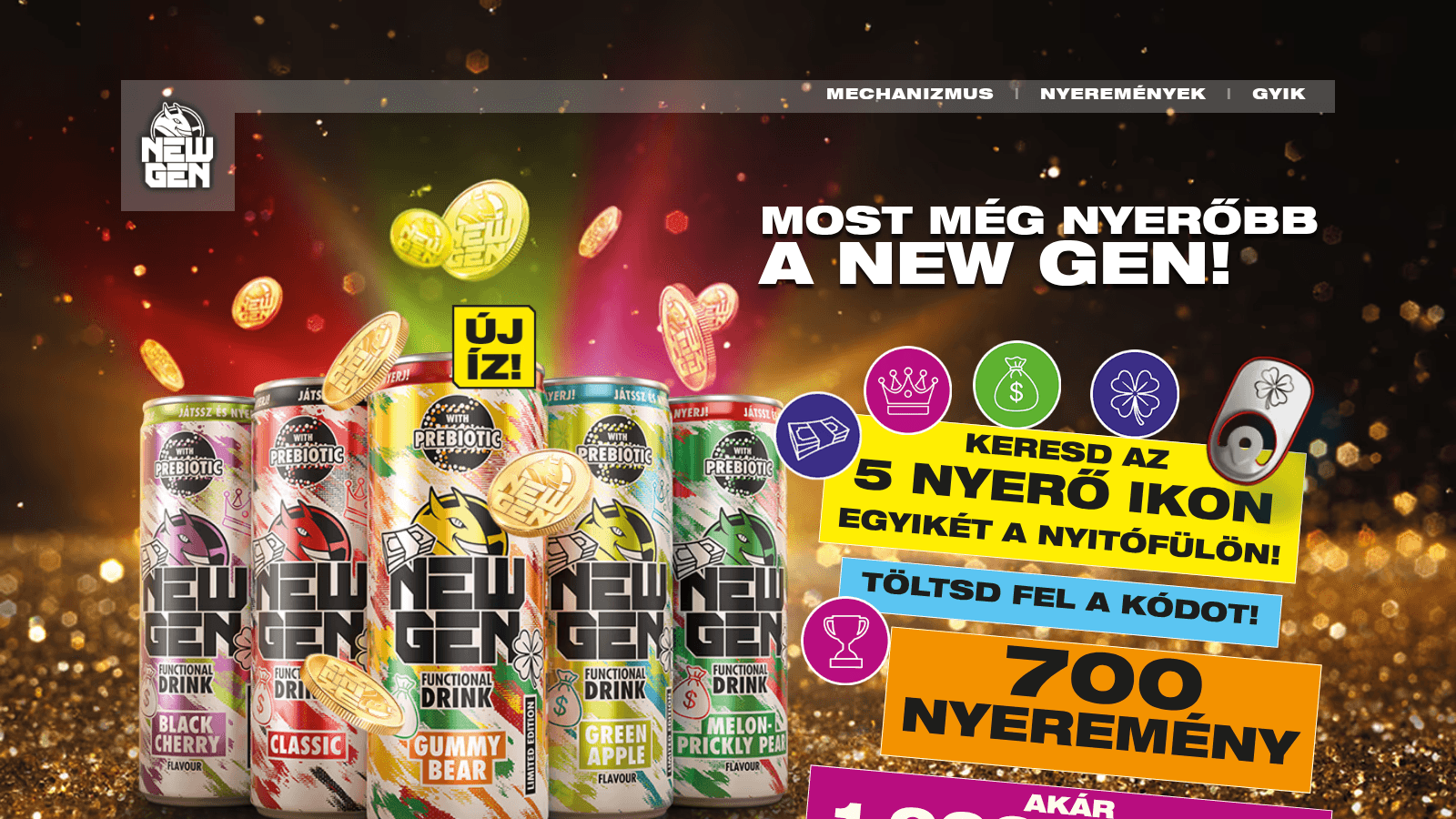 A Win with NEW GEN weboldalának kezdőoldala